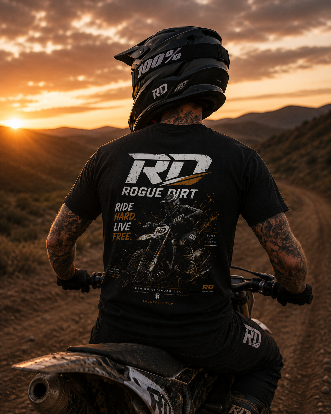 Rogue Dirt “Ride Hard Live Free” Motocross T-Shirt