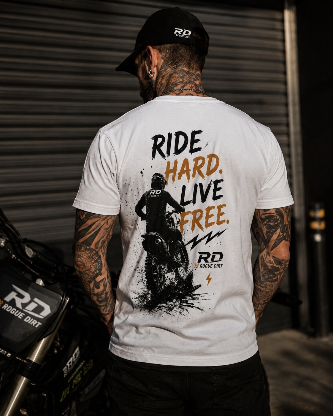 Rogue Dirt “Ride Hard” Tee – White Edition