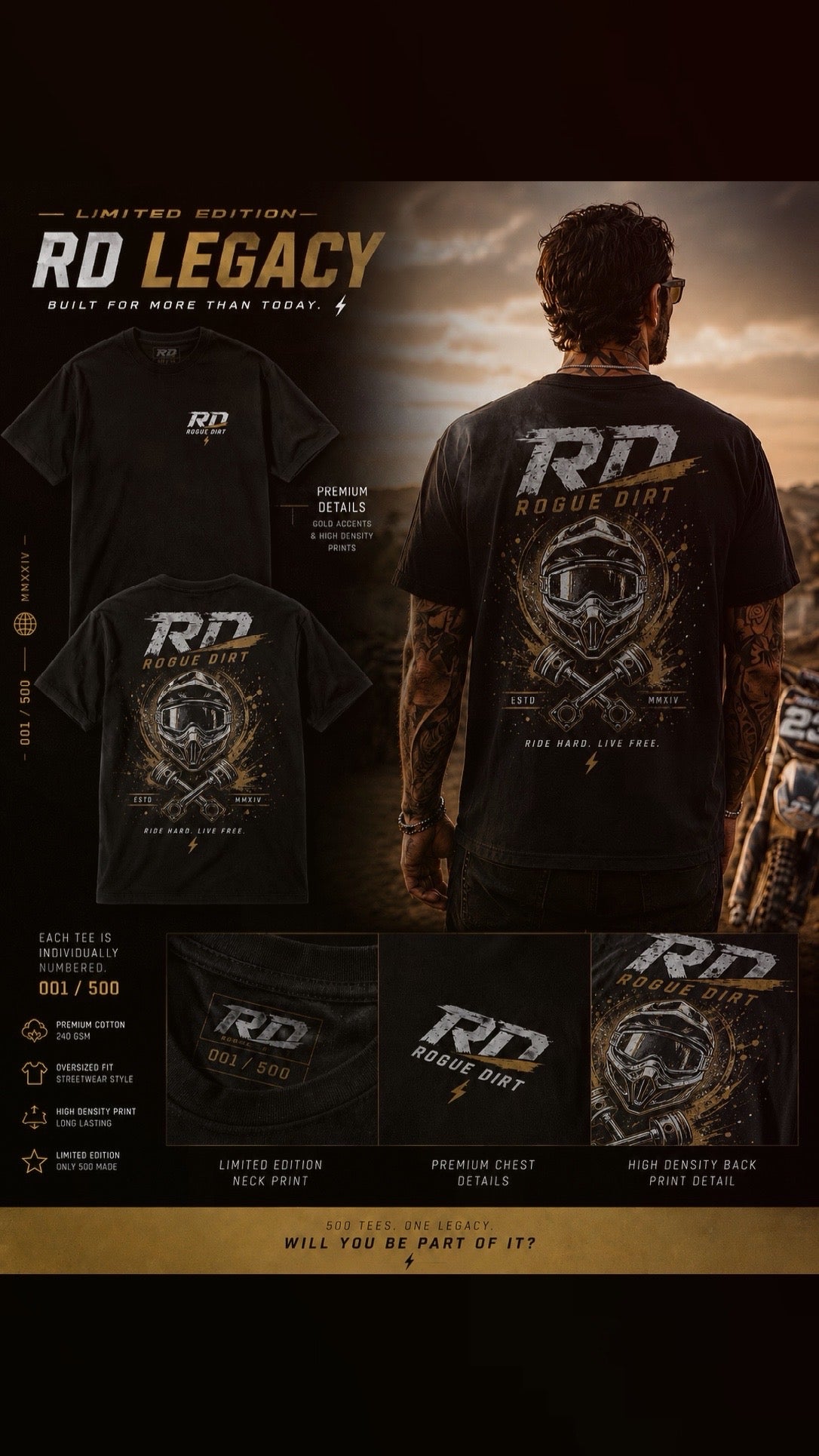 RD LEGACY – Limited Edition T-Shirt (001/500) | Premium Motocross Streetwear