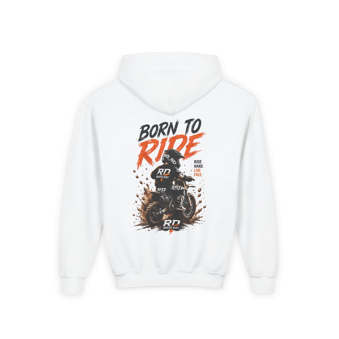 ⚡ BORN TO RIDE KIDS HOODIE – WHITE EDITION ⚡