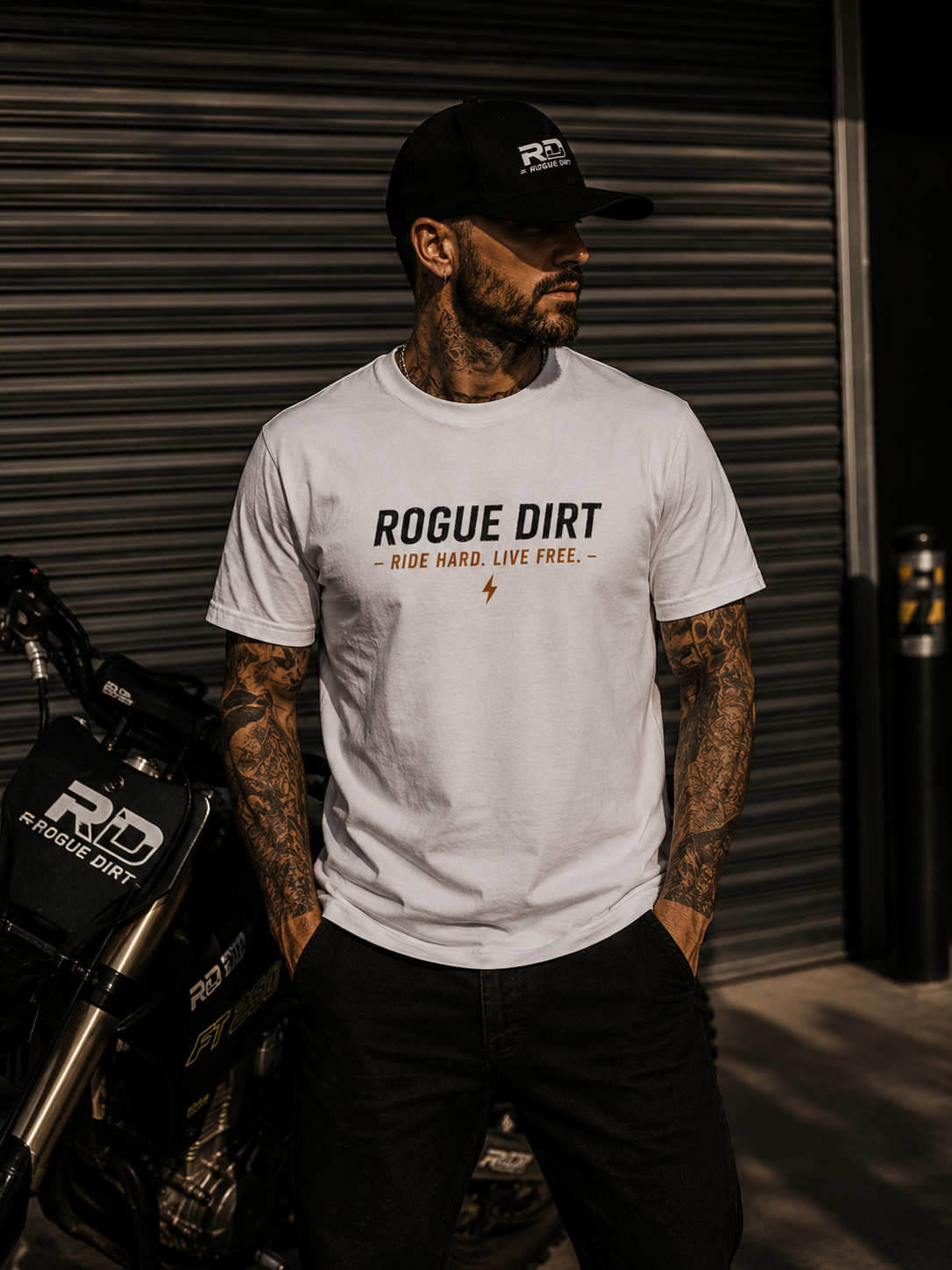 Rogue Dirt “Ride Hard” Tee – White Edition