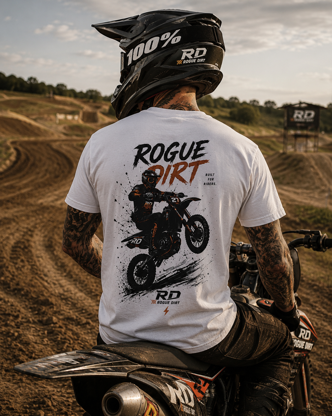 Rogue Dirt “Ride Hard” Motocross Tee – White Edition